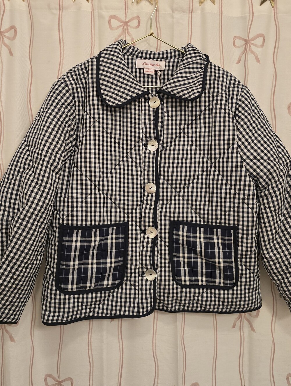 NWT Lisa Says Gah Lyra Quilted Jacket in Midnight Check Mix - Picture 2 of 9